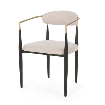 Ensemble de 2 chaises de salle à manger Mila avec tissu rembourré et structure en métal - Beige et noir | Ensemble De 2 Chaises De Salle À Manger Mila Avec Revêtement En Tissu Et Structure En Métal - Beige Et Noir