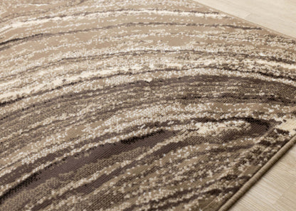 Tapis Forte Brown Cream Soothing Waves Area Rug - 5'3 x 7'5|Tapis Forte brun et crème à motif de vagues apaisantes - 5 pi 3 po x 7 pi 5 po