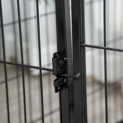 Pawhut Metal Dog Cat Exercise Pet Playpen, 50.75-inch X 33-inch X 27.5-inch, Black|Luxe Parc Enclos Acier 125l X 80l X 70h Cm 4 Panneaux Et 1 Porte Pour Chiens Noir