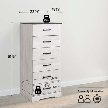 Prepac Rustic Ridge 23.75 6-Drawer Dresser - Washed White|Commode Rustic Ridge de Prepac de 23,75 po à 6 tiroirs - blanc vieilli