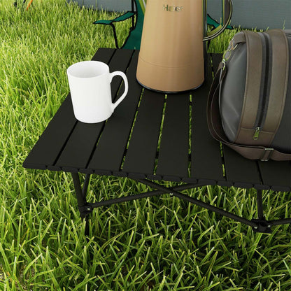 Outsunny Table De Camping Avec Plateau Enroulable Et Sac De Transport, Noir