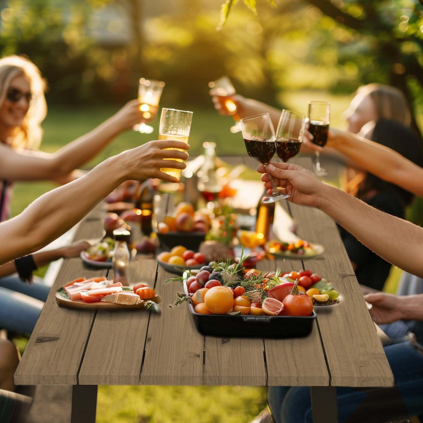 Outsunny 5,7 Ft Ensemble de Bancs de Table de Pique-Nique d'Extérieur avec 2 Trous pour Parasol, Marron