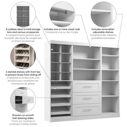 Système d’organisateur de garde-robe Pur de Bestar de 86 po (L) - blanc