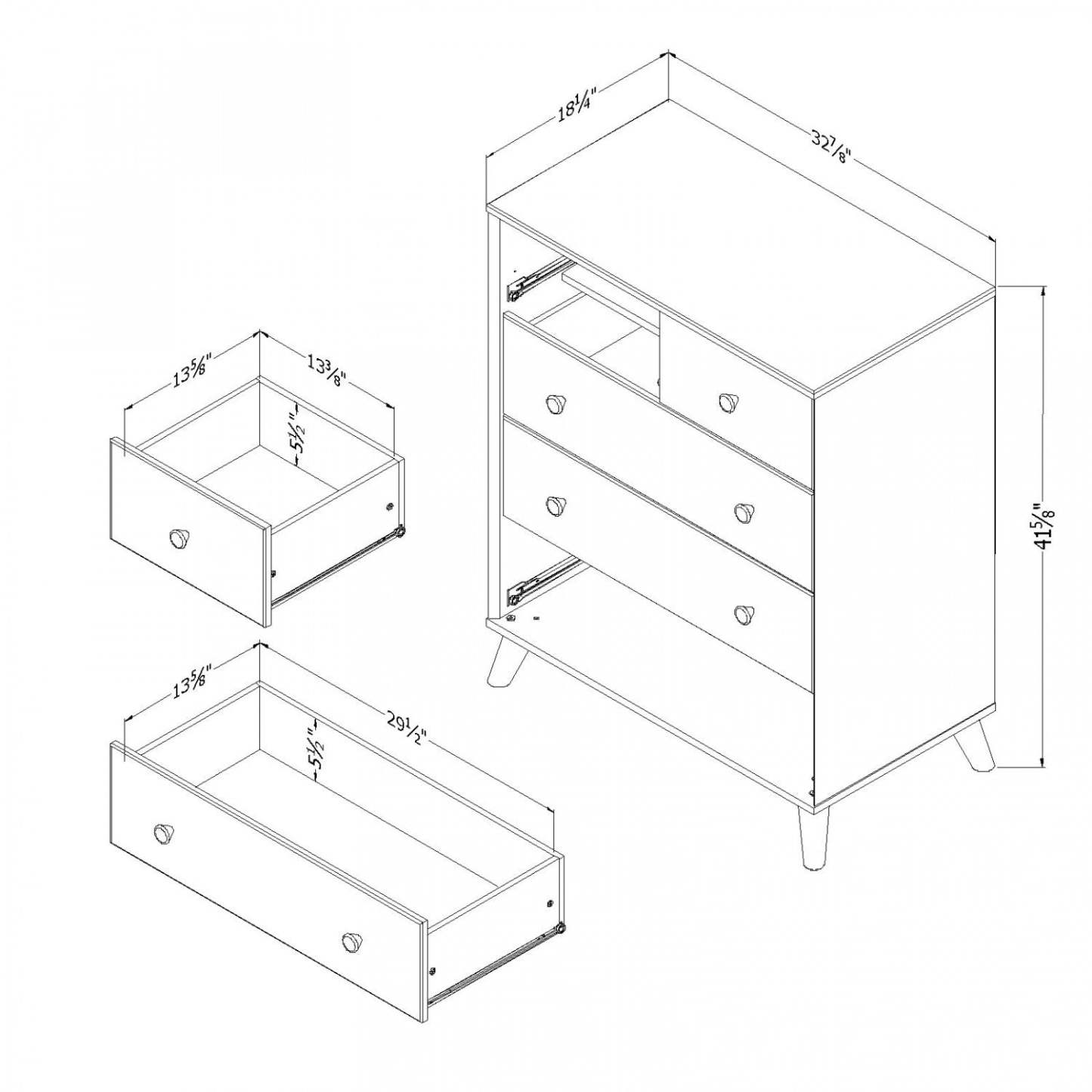 Meuble de rangement coffre 5 tiroirs Yodi - Soft Elm White|Commode verticale de rangement Yodi à 5 tiroirs - orme naturel et blanc