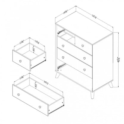 Meuble de rangement coffre 5 tiroirs Yodi - Soft Elm White|Commode verticale de rangement Yodi à 5 tiroirs - orme naturel et blanc