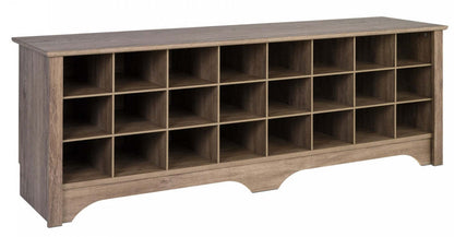 Twenty-Four Pair Shoe Storage Cubby Bench - Drifted Grey|Banc à compartiment de rangement pour 24 paires de chaussures - gris délavé