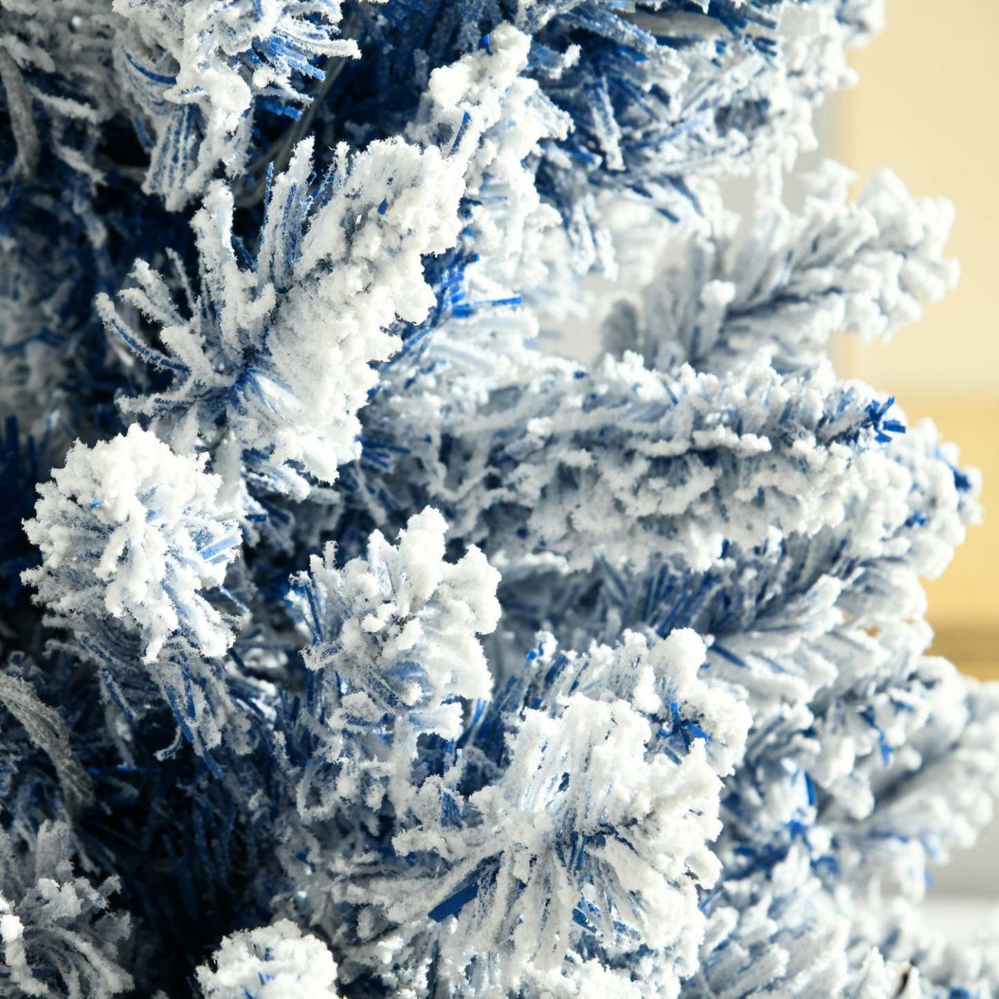 Homcom Arbre de Noël artificiel floqué mince de 6 pi avec lumière, bleu | Homcom Arbre de Noël Artificiel Pré-éclairé de 6 Pi, Pointes Enneigées