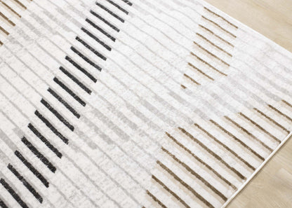 Carpette à motifs de lignes de tressage multicolore lavable à la machine - 5 pi 3 po x 7 pi 7 po