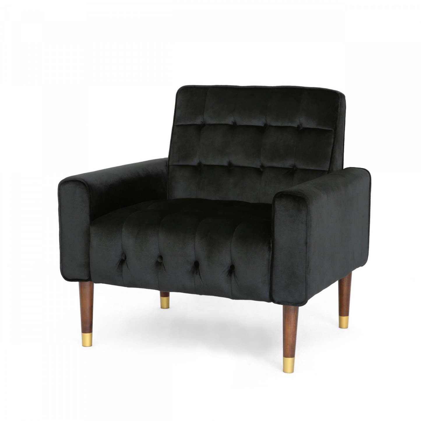 Fauteuil d'appoint moderne Lucas avec dossier capitonné, revêtement en polyester, fauteuil d'appoint noir | Lucas Fauteuil D'appoint Moderne Avec Dossier Capitonne, Revetement En Polyester, Noir