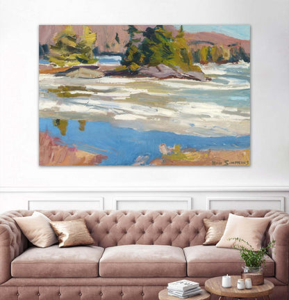 Œuvre d'art murale géante « Little Running River » 84 x 54