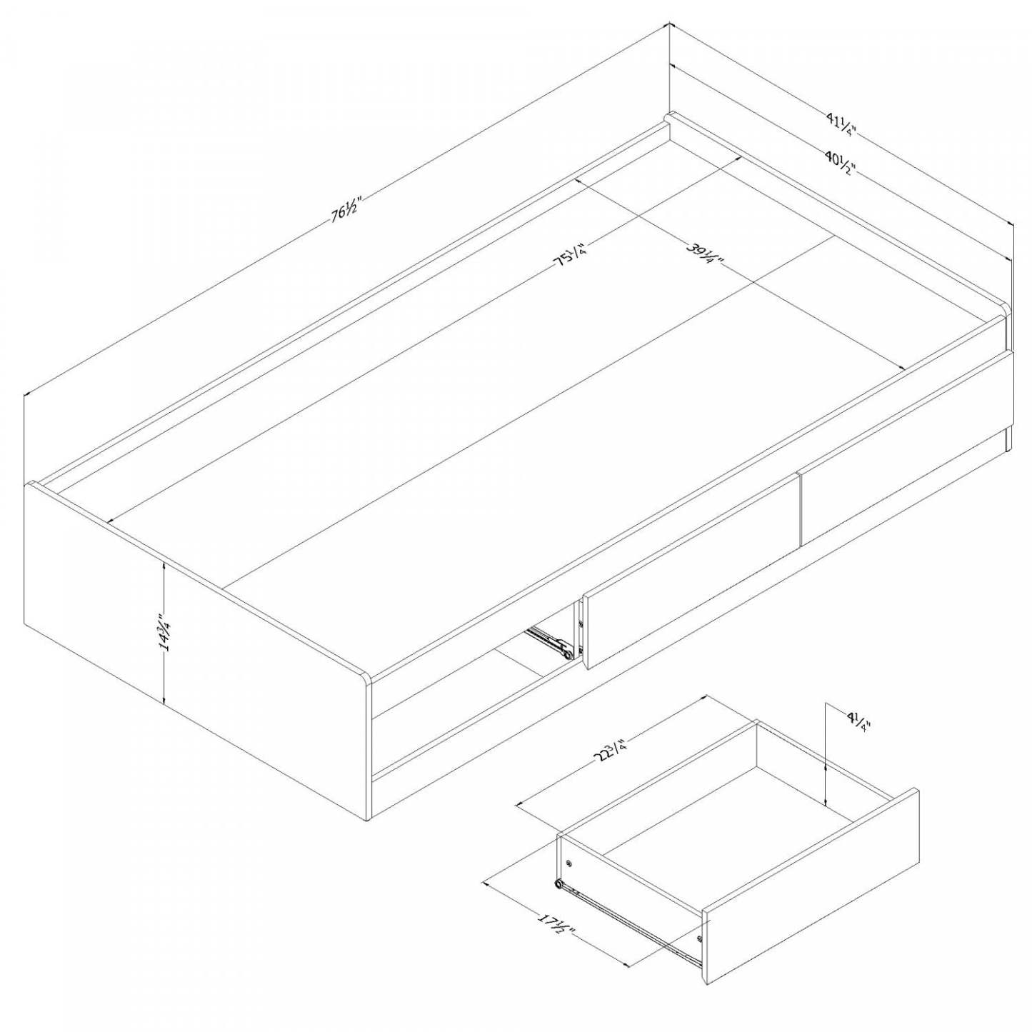 Lit simple Hazen Mates - Pin blanc | D83G7H1A