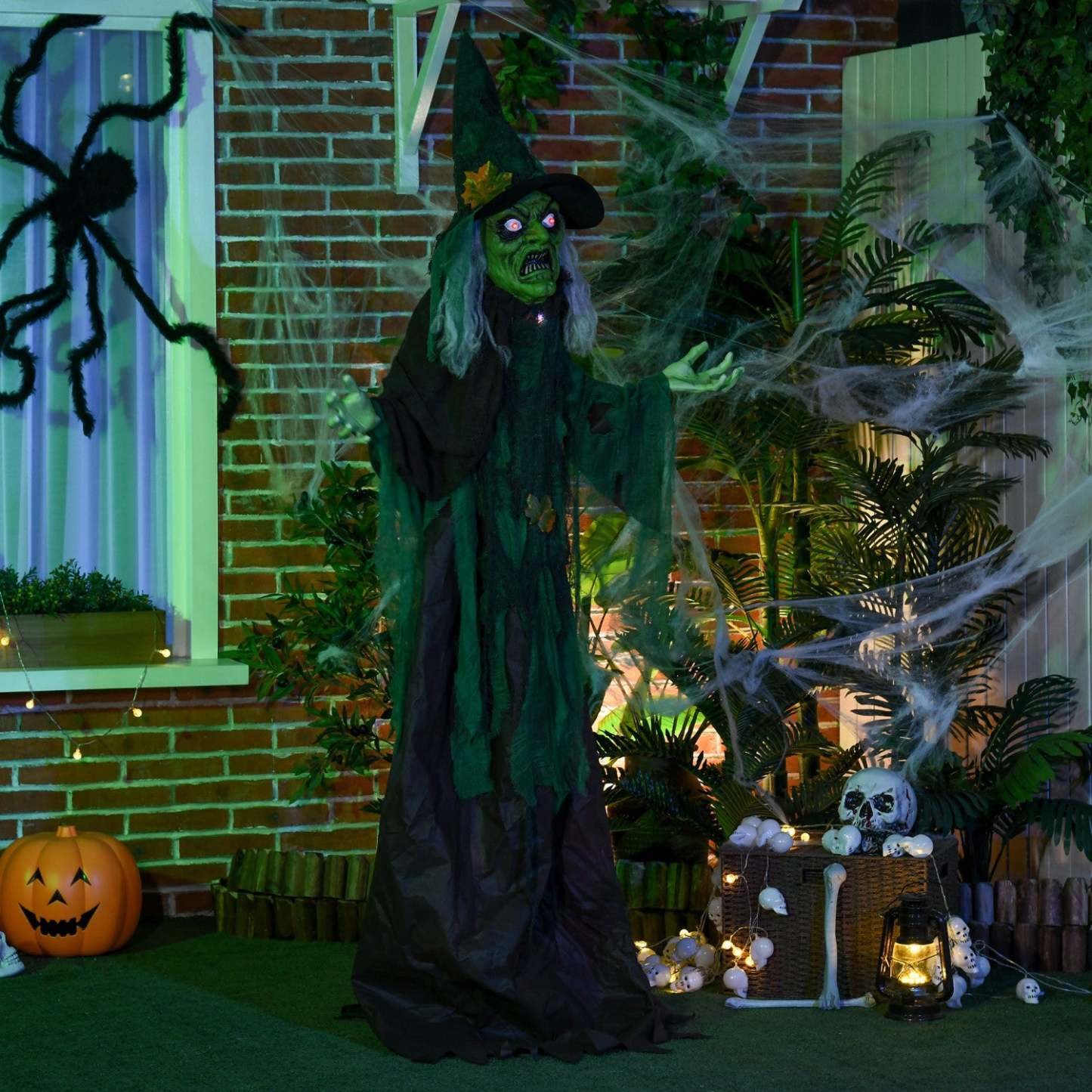 Homcom 72 Décoration Halloween Sorcière avec Coeur Magique, Activé par le Son|Homcom Sorcière de décoration d'Halloween 72, activé par le son