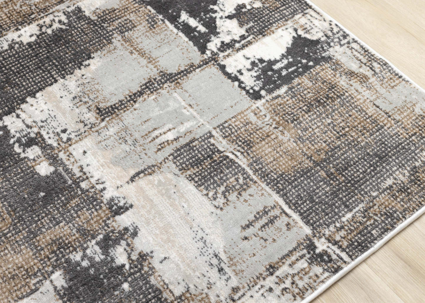 Carpette brune à motif abstrait lavable à la machine - 7 pi 10 po x 10 pi 6 po