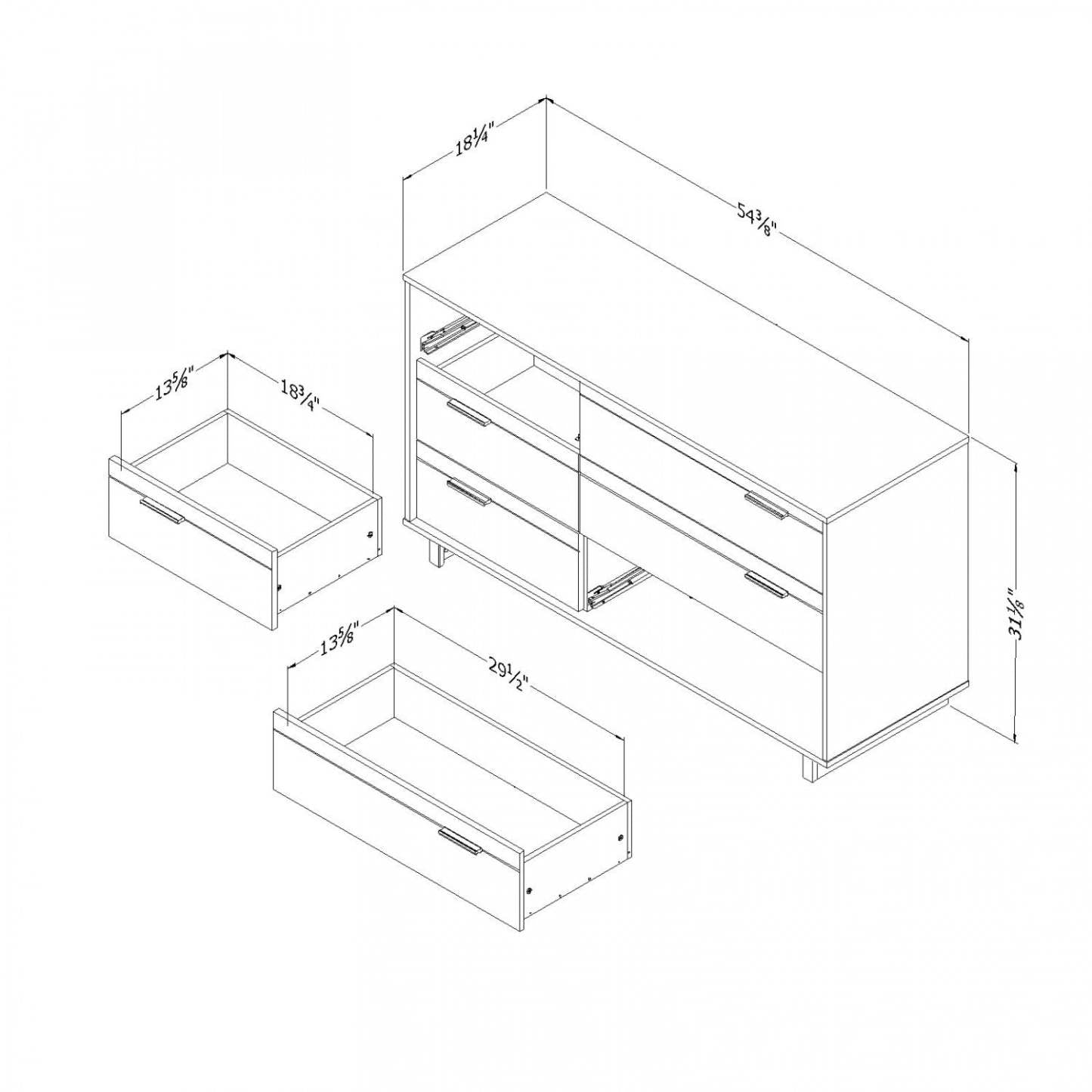 Commode à 6 tiroirs Fynn - Chêne d'hiver | Commode Fynn 6 Tiroirs - Chêne Hivernal