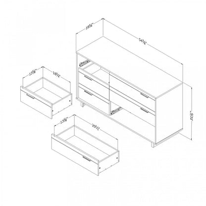 Commode à 6 tiroirs Fynn - Chêne d'hiver | Commode Fynn 6 Tiroirs - Chêne Hivernal