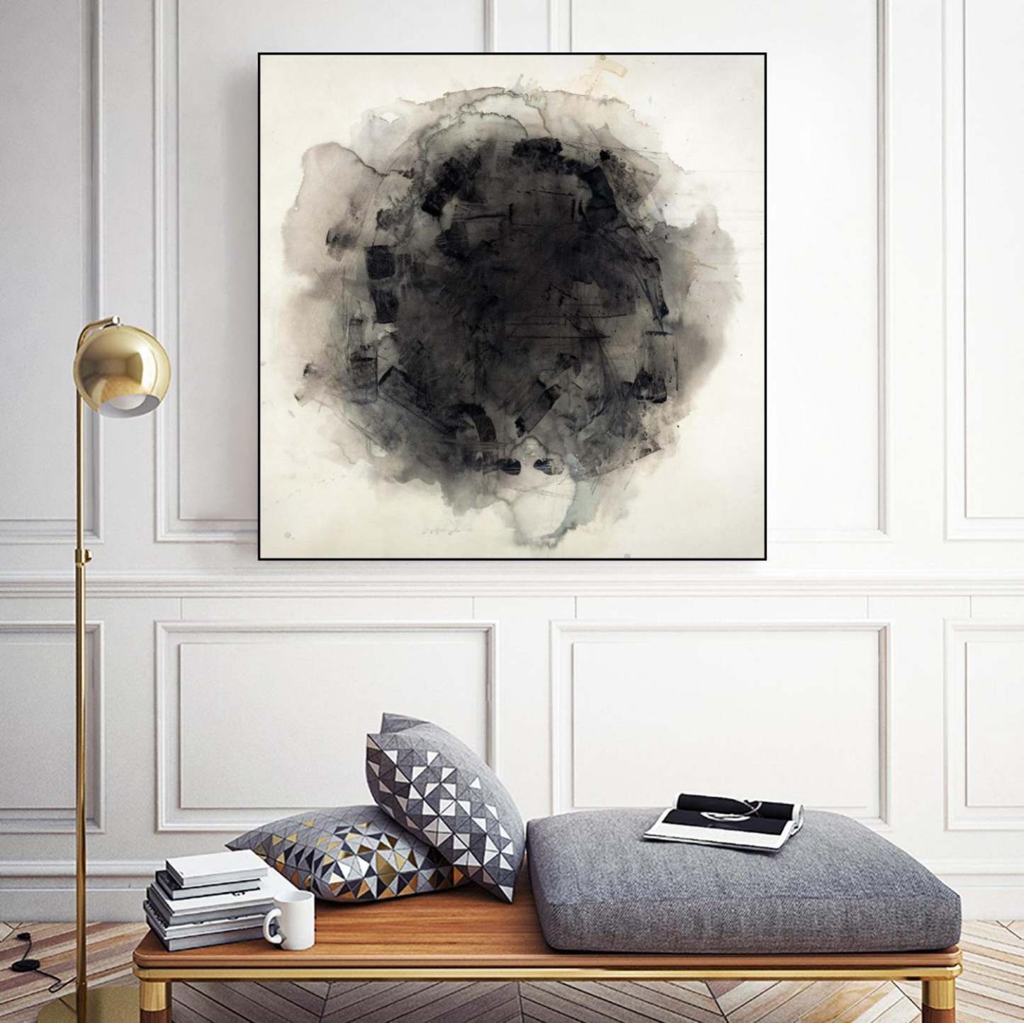 Positives And Negatives I Canvas Framed Black 20x20 Wall Art|Œuvre d’art murale sur toile encadrée noire « Positives And Negatives I » 20 x 20