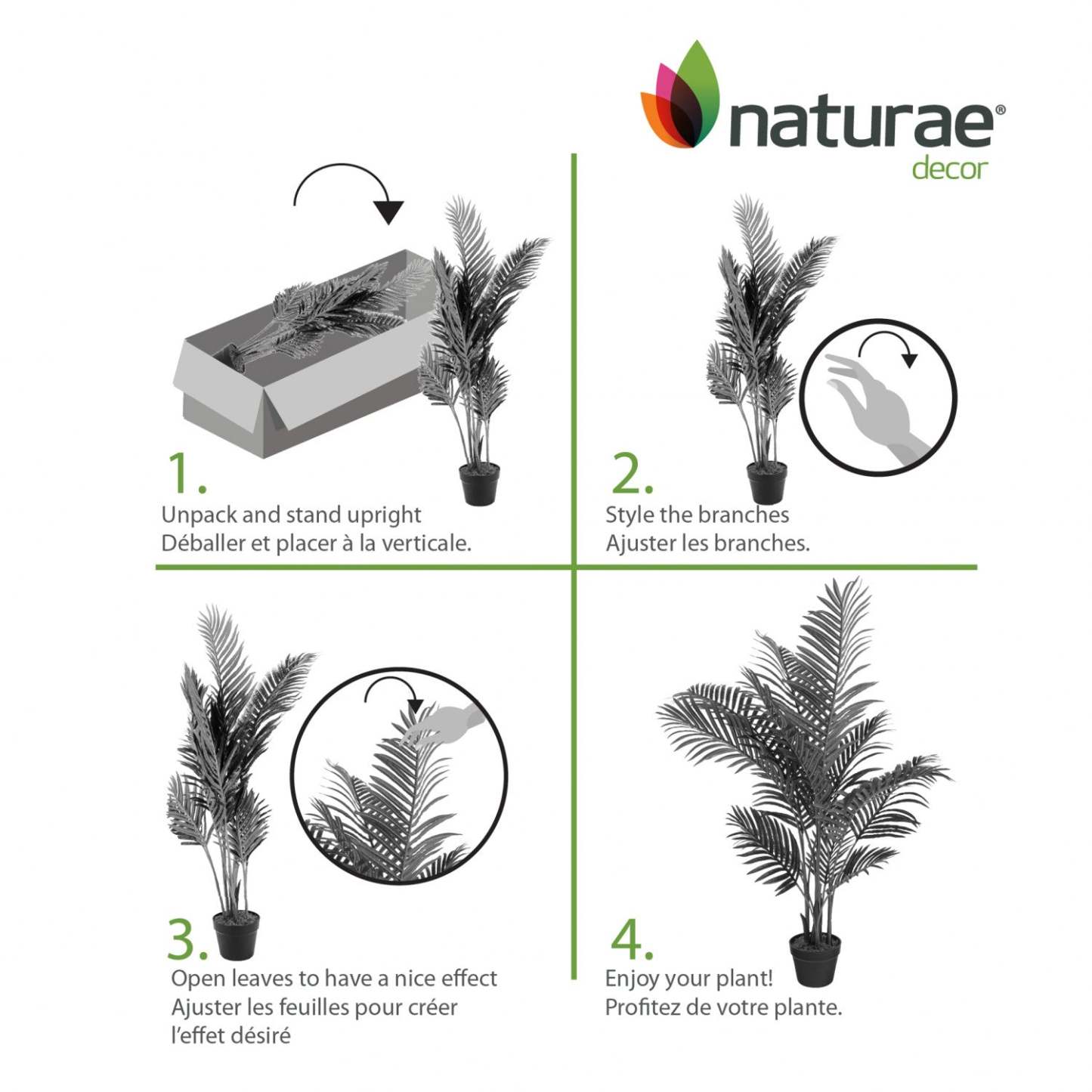 Palmier Areca artificiel 43 en pot noir | Palmier areca artificiel de 43 po en pot noir | D10HSOTL