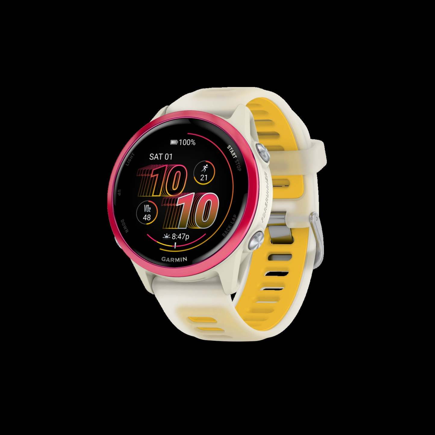 Garmin Forerunner 570 Montre intelligente 42mm, Amoled, Aluminium framboise, Os/mangue, Suivi de fitness GPS, Course, Batterie de 10 jours