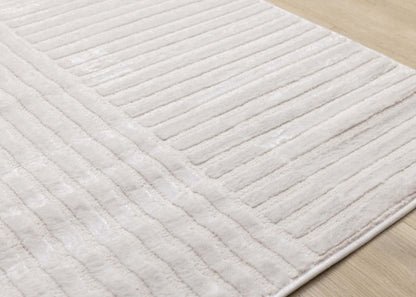 Leonardo White Grey Modern Lines Area Rug - 7'10 x 10'6|Carpette Leonardo blanche et grise à motif de rayures modernes - 7 pi 10 po x 10 pi 6 po