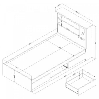 Ensemble lit Mates avec tête de lit bibliothèque Vito - Blanc pur | Vito Ensemble Lit Matelot Avec Tete De Lit Bibliotheque - Blanc Solide