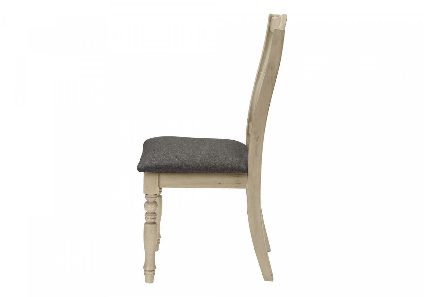 Ensemble de 2 chaises de salle à manger côté cuisine tissu gris antique pieds en bois transitionnel|Ensemble de 2 chaises de salle à manger de style transitionnel avec tissu gris antique et pattes en bois pour la cuisine et la salle à manger