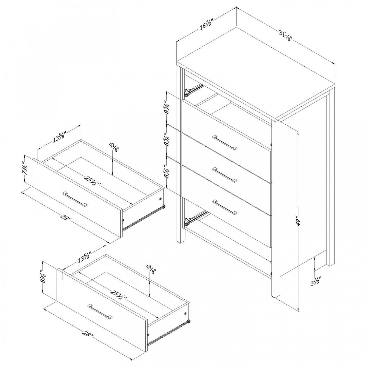 Commode 5 tiroirs Gravity - Érable gris | Commode Gravity 5 Tiroirs - Erable Cendre