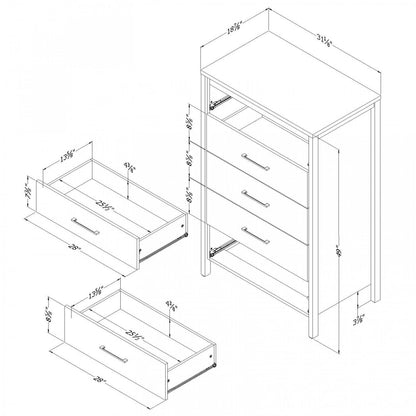 Commode 5 tiroirs Gravity - Érable gris | Commode Gravity 5 Tiroirs - Erable Cendre