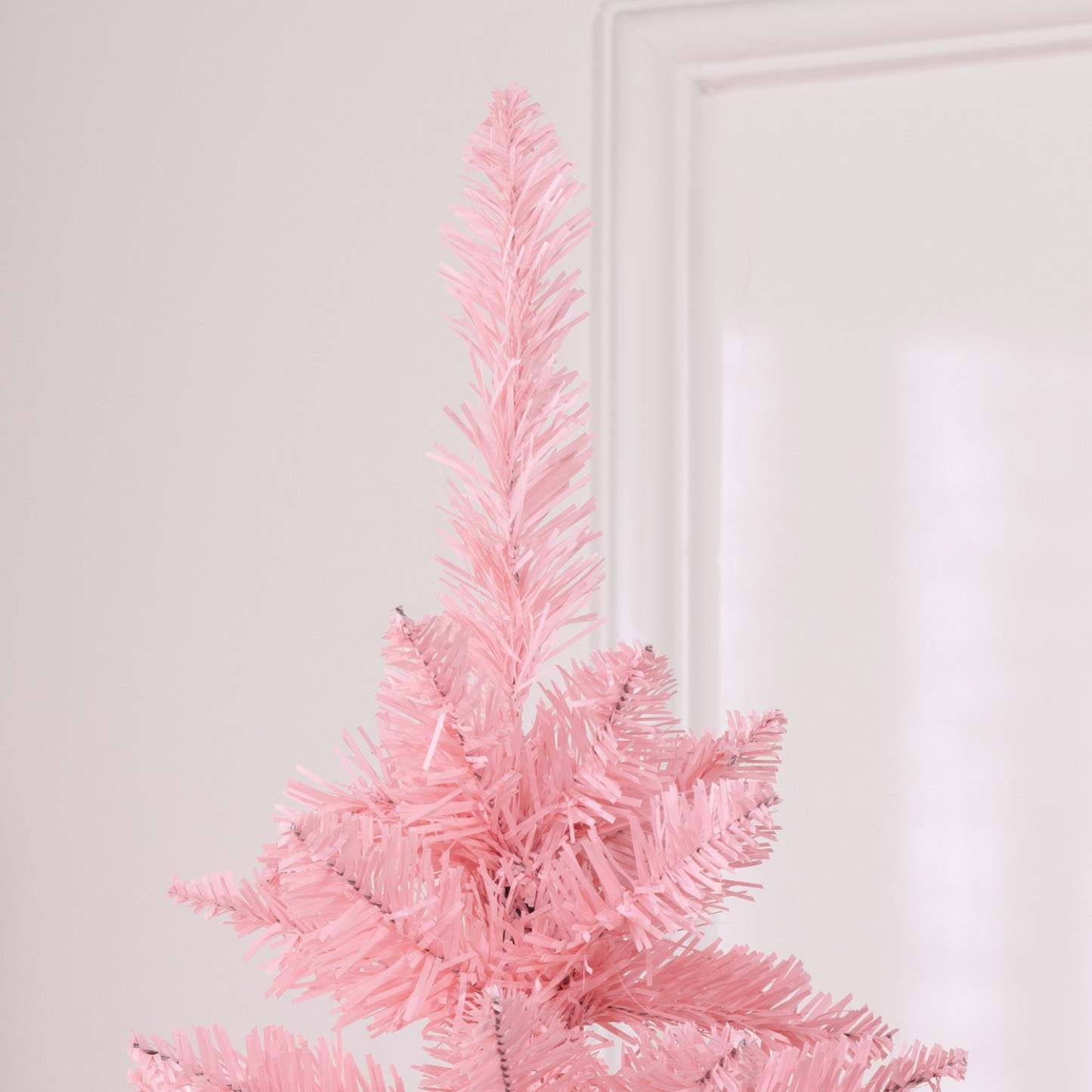 Homcom Arbre De Noël Artificiel De 7pi De Haut Avec Base En Acier, Rose