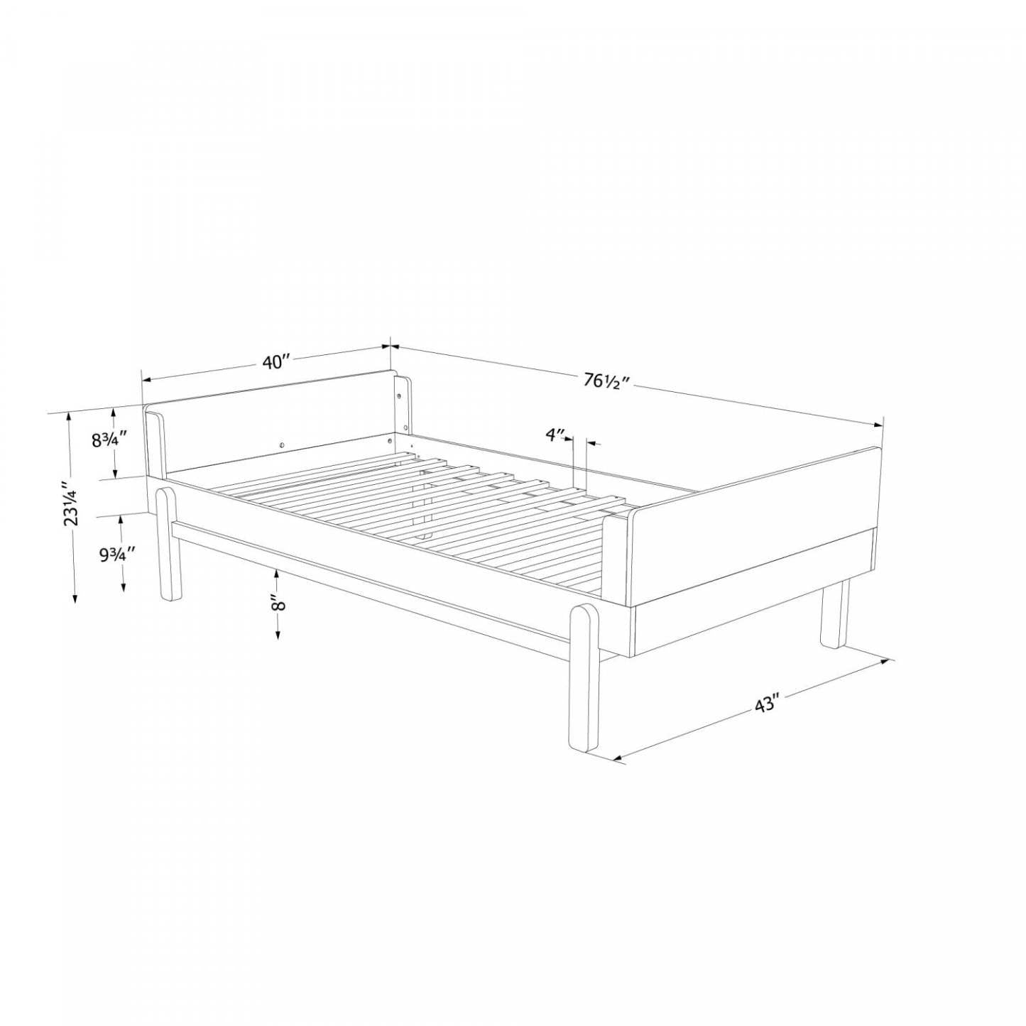 Lit simple Bebble - Gris naturel | Lit simple Bebble - naturel et gris