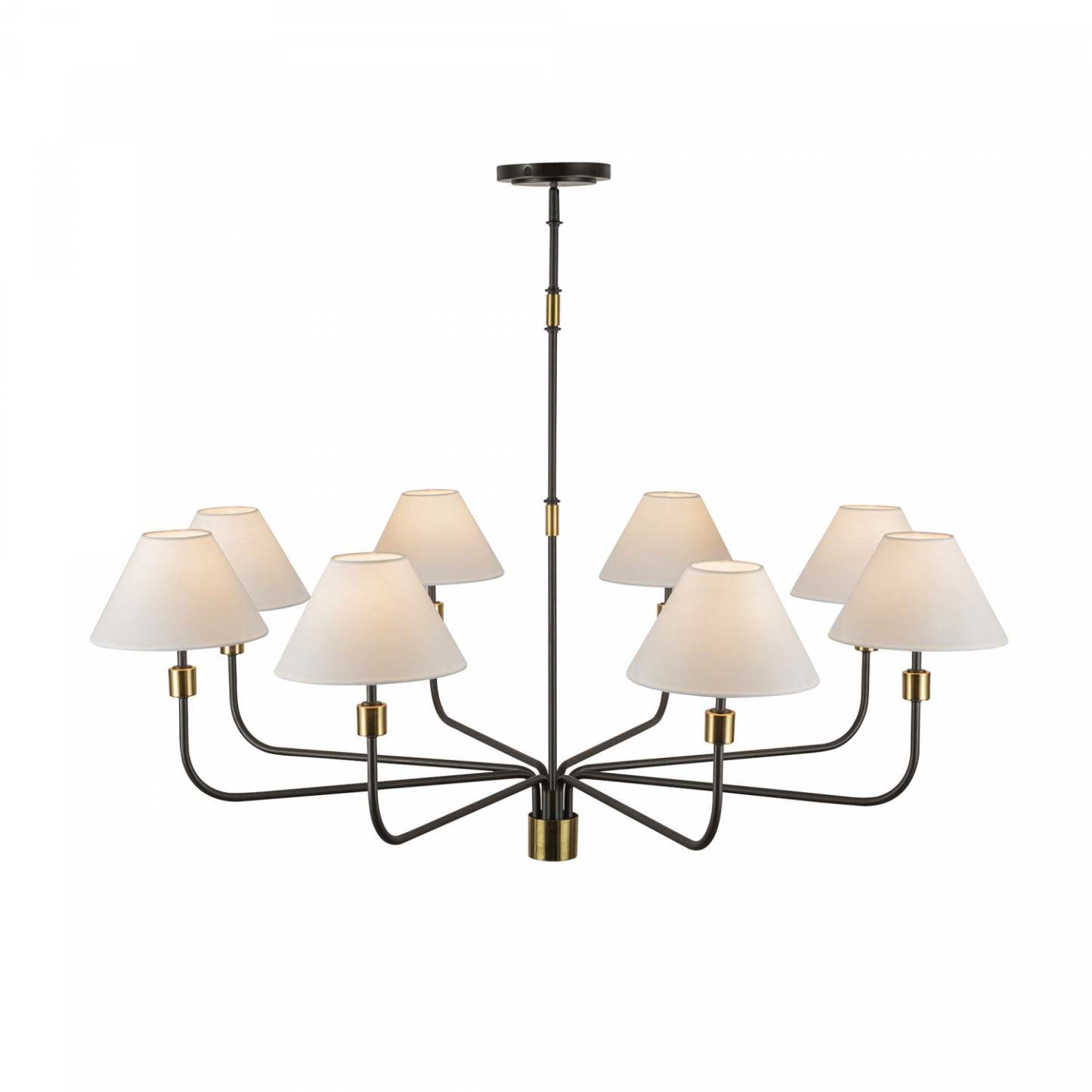 Providence 8 Light Chandelier, Black, Brushed Brass Lamp | Lustre A 8 lampes Providence, Noir, Laiton Brosse