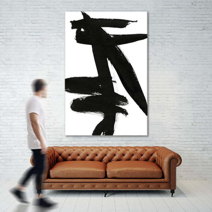 Œuvre d'art murale « Composition en noir et blanc 9 » 72 x 48 cm