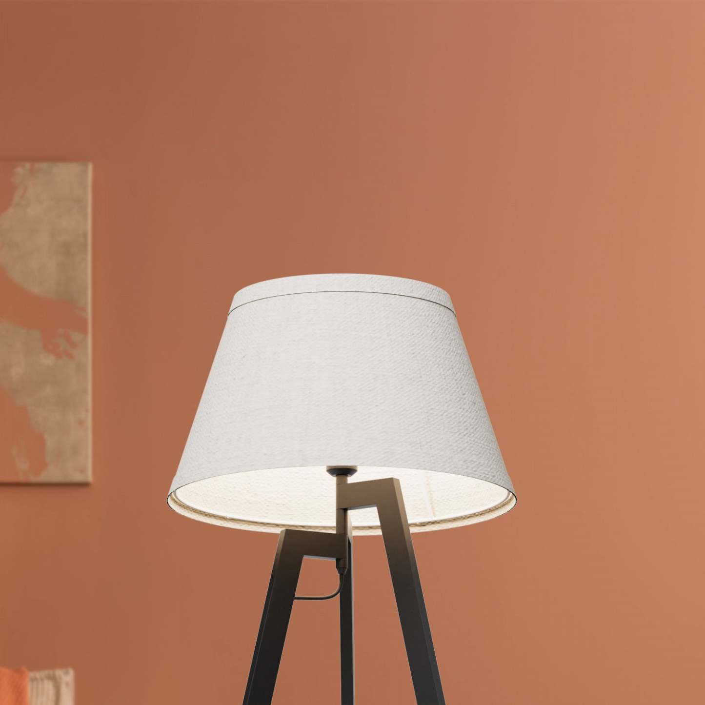 27 Lampe de table trépied architecturale noire avec abat-jour texturé | Lampe de table architecturale noire de 27 po à trépied avec abat-jour texturé