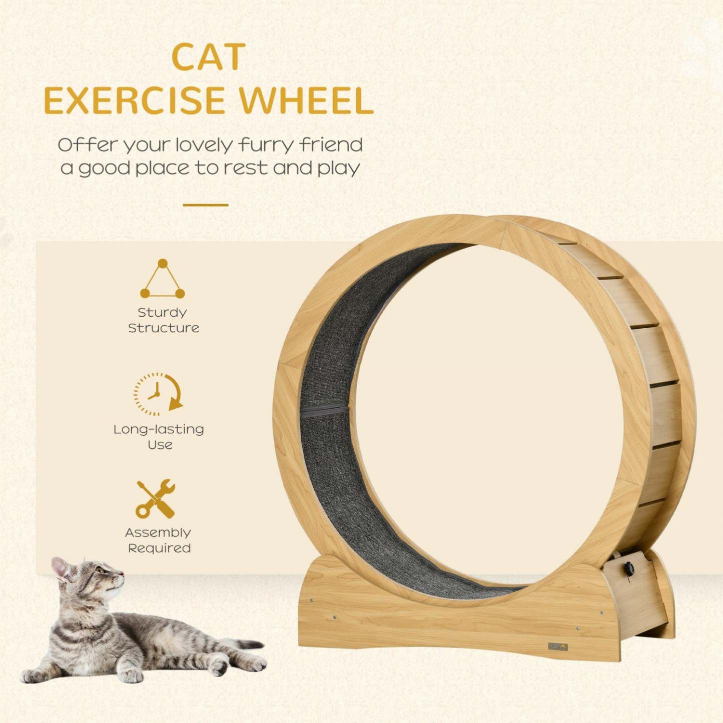 Pawhut Roue De Course Pour Chat, Tapis Roulant D'exercice Pour Chat Avec Frein, Tapis De Course En M