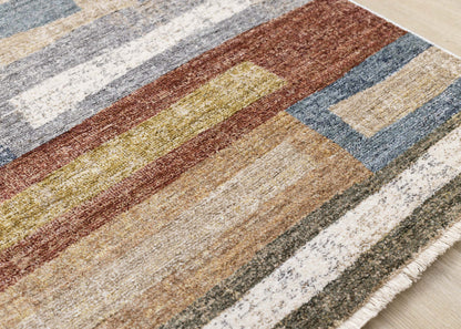 Macey Modern Grey Blue Red Sophisticated Area Rug - 7'10 x 10'2|Carpette moderne et raffinée Macey grise, bleue et rouge- 7 pi 10 po x 10 pi 2 po