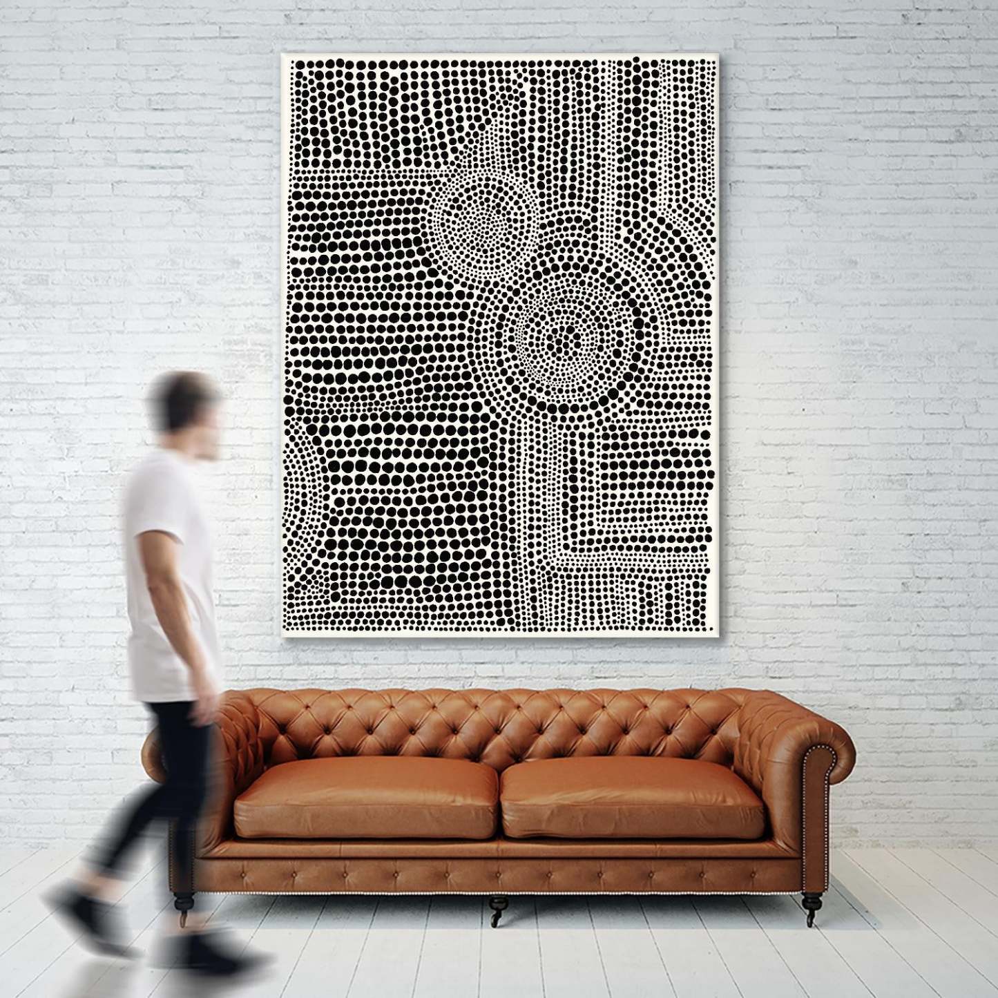 Œuvre d'art murale géante « Clustered Dots A » 72 x 54