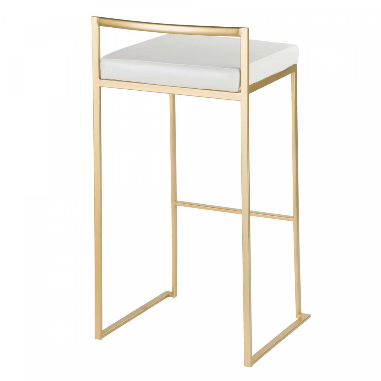 LumiSource Fuji White Faux Leather Contemporary Barstool - Set of 2|Tabouret bar contemporain Fuji en similicuir blanc - ensemble de 2