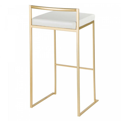 LumiSource Fuji White Faux Leather Contemporary Barstool - Set of 2|Tabouret bar contemporain Fuji en similicuir blanc - ensemble de 2