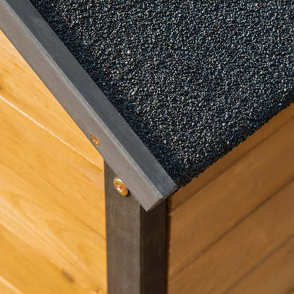 Pawhut Niche Pour Chien En Bois Pour L'extérieur, Maison Surélevée De Style Cabane Pour Animaux, Avec Bols, Résistante Aux Intempéries