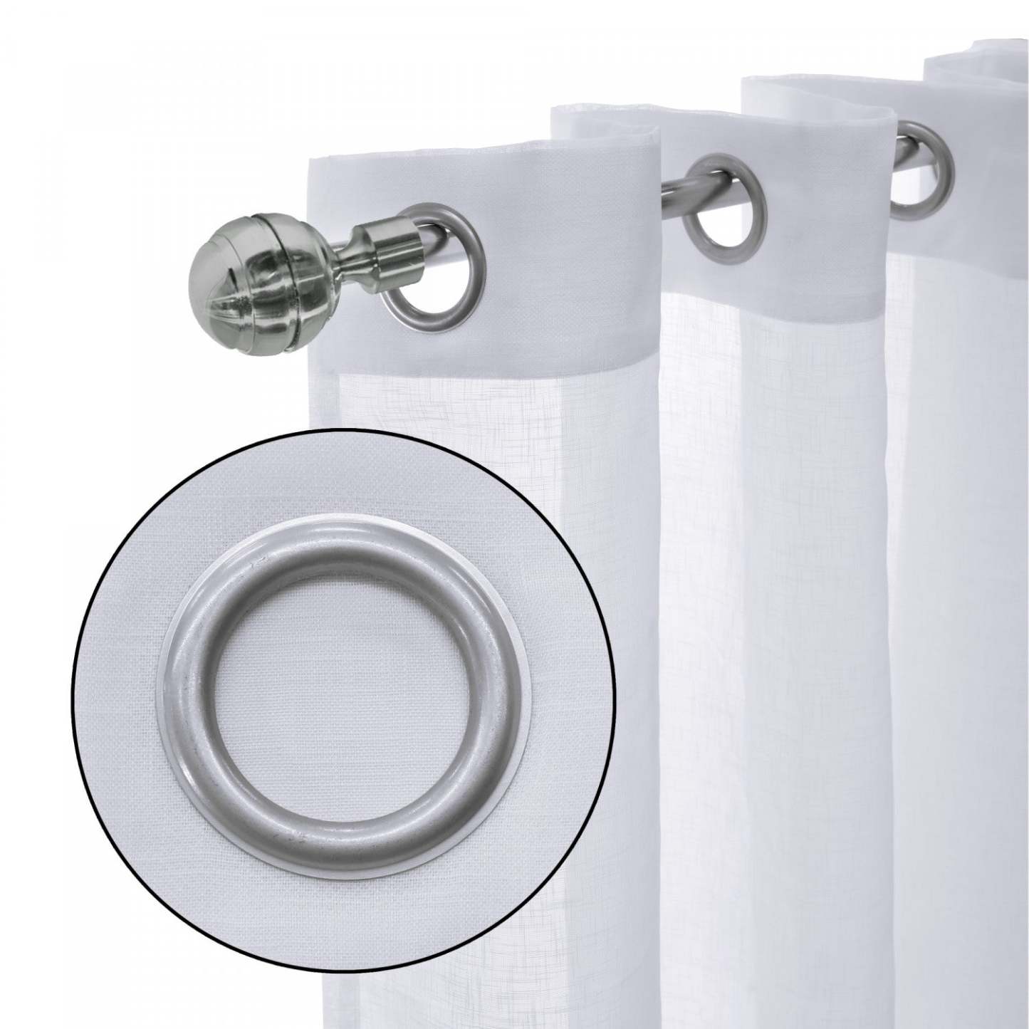 Habitat Cote D'azure White Sheer Grommet Curtain Panel - 112 x 95|Panneau de rideau transparent à œillets Côte d'Azur blanc d'Habitat - 112 x 95