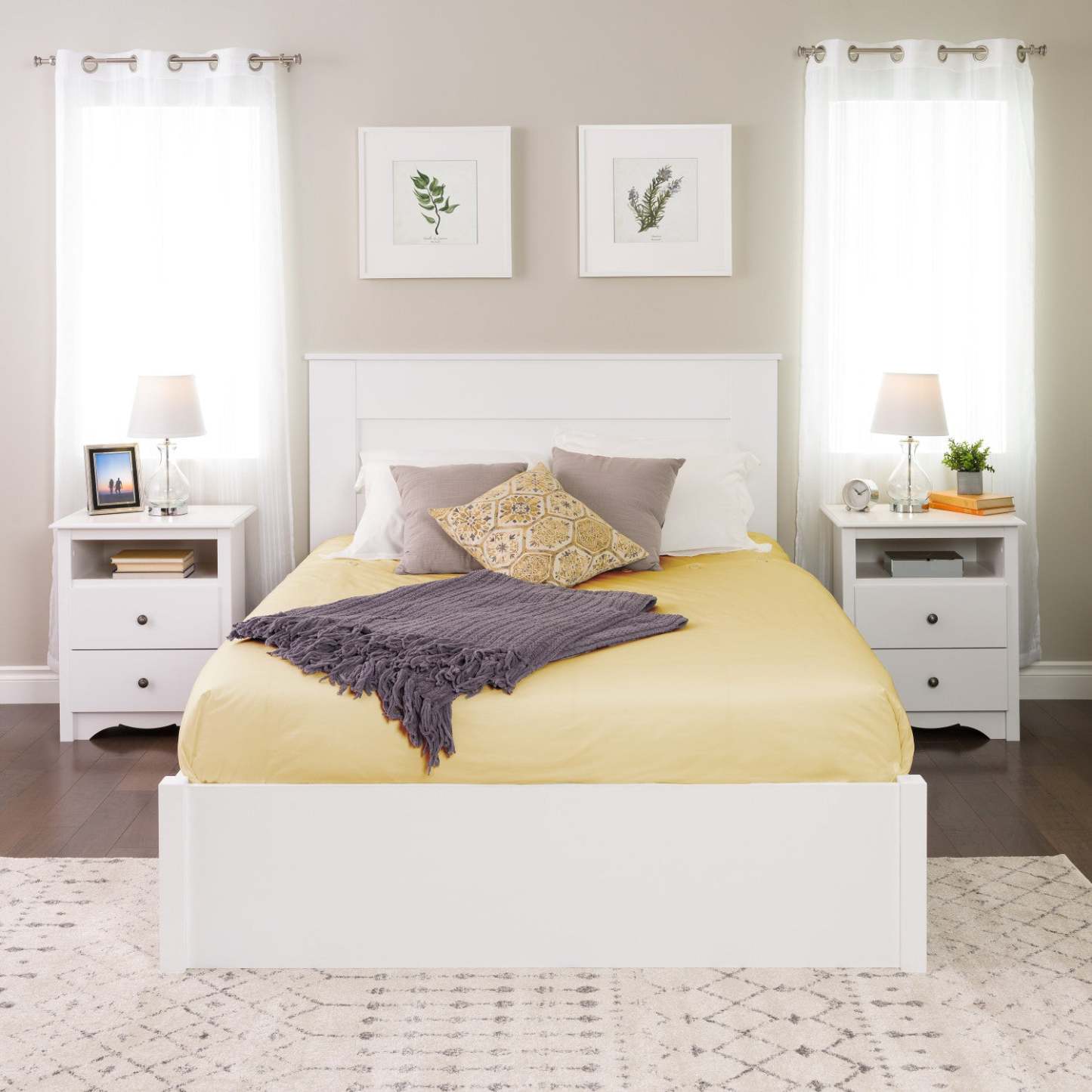 Queen Flat Panel Headboard - White|Tête de lit à panneau plat pour grand lit - blanche
