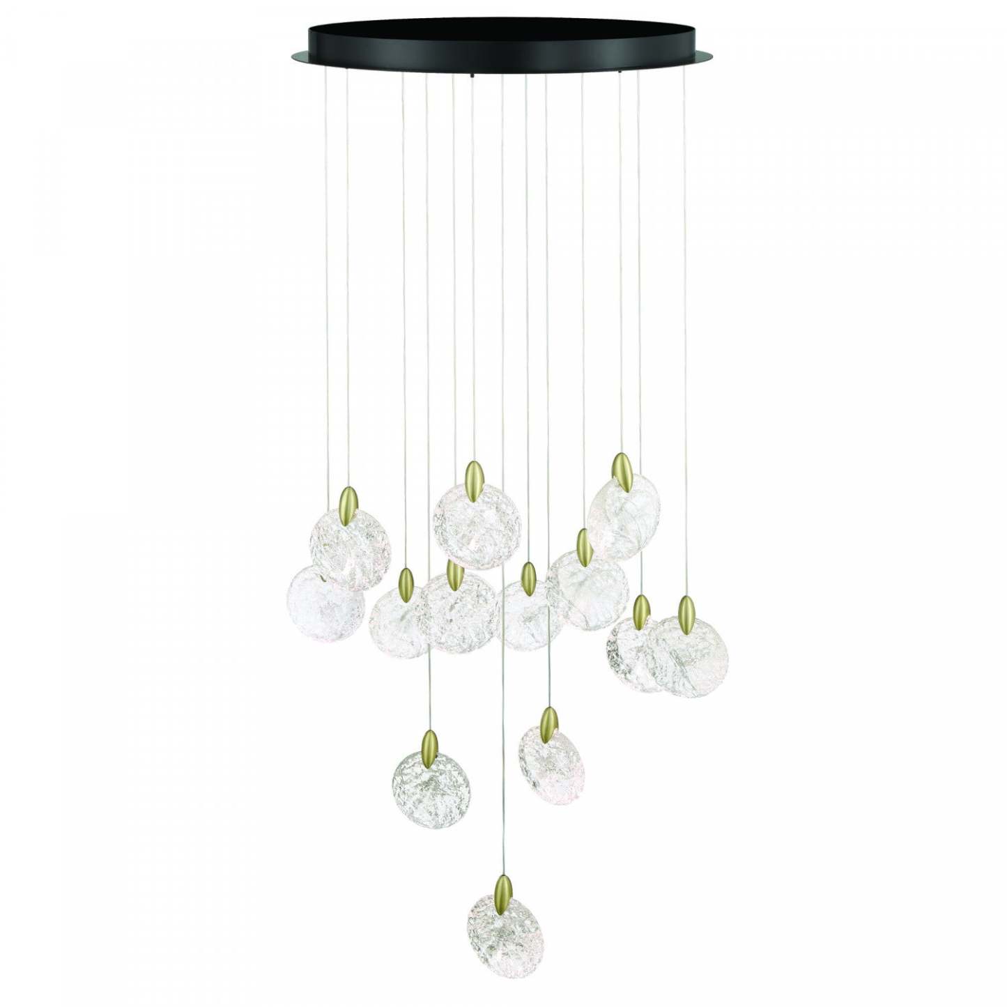Lustre A 13 lampes A Del Integrees Snowflake, Laiton Satine