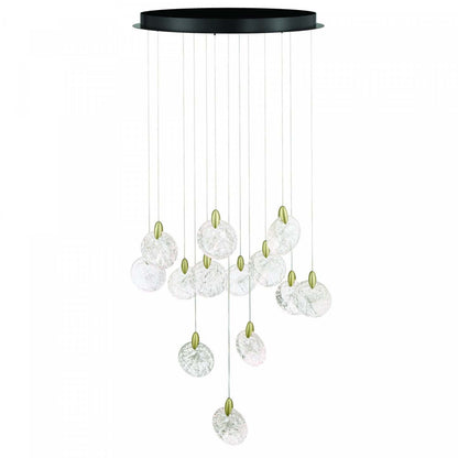 Lustre A 13 lampes A Del Integrees Snowflake, Laiton Satine