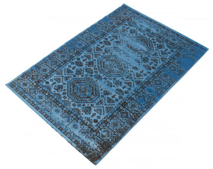 Tapis Jedda Bleu 5'3 x 7'7|Carpette Jedda bleue 5 pi 3 po x 7 pi 7 po|D86FX8AE