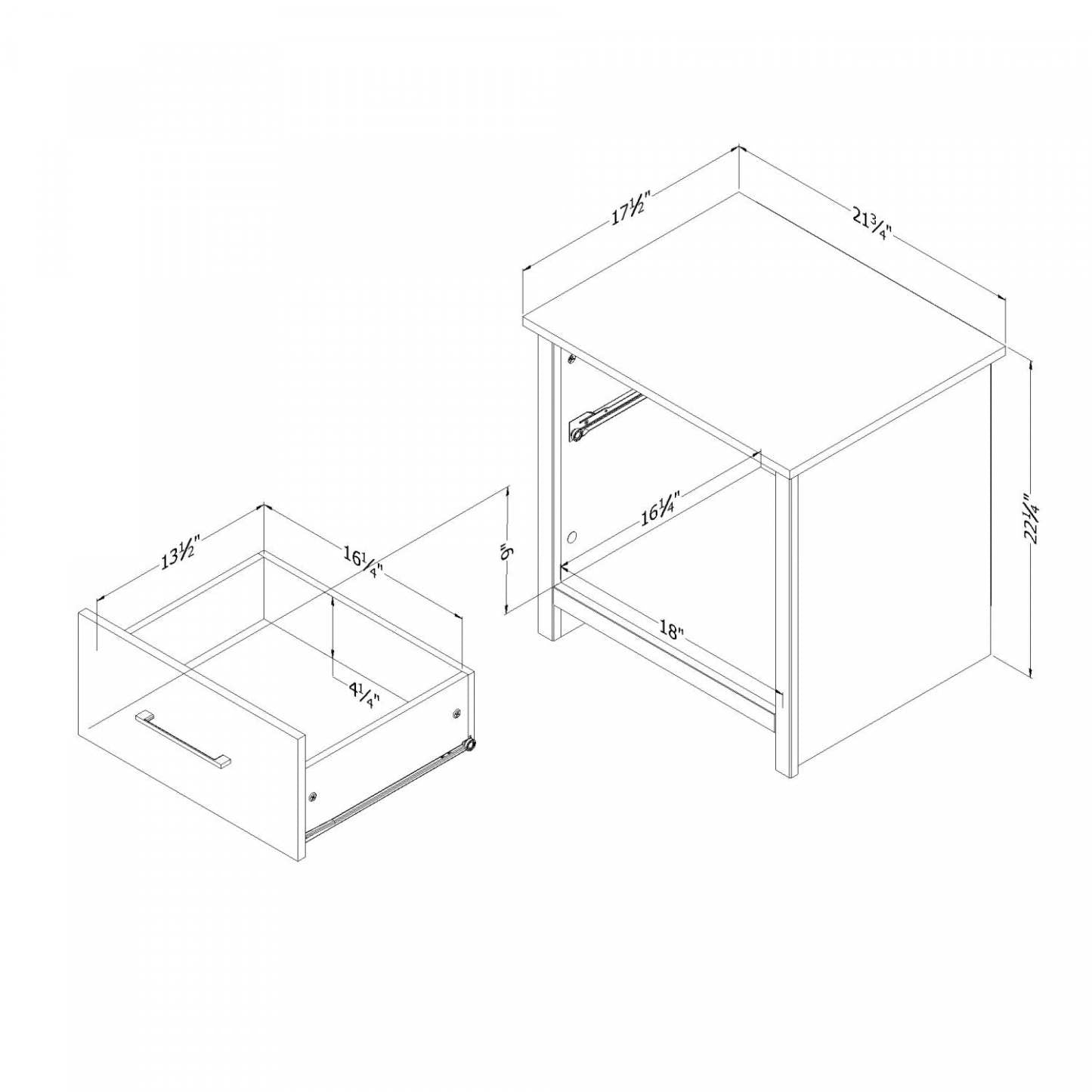 Table de nuit Fernley à 1 tiroir - noir antiqué
