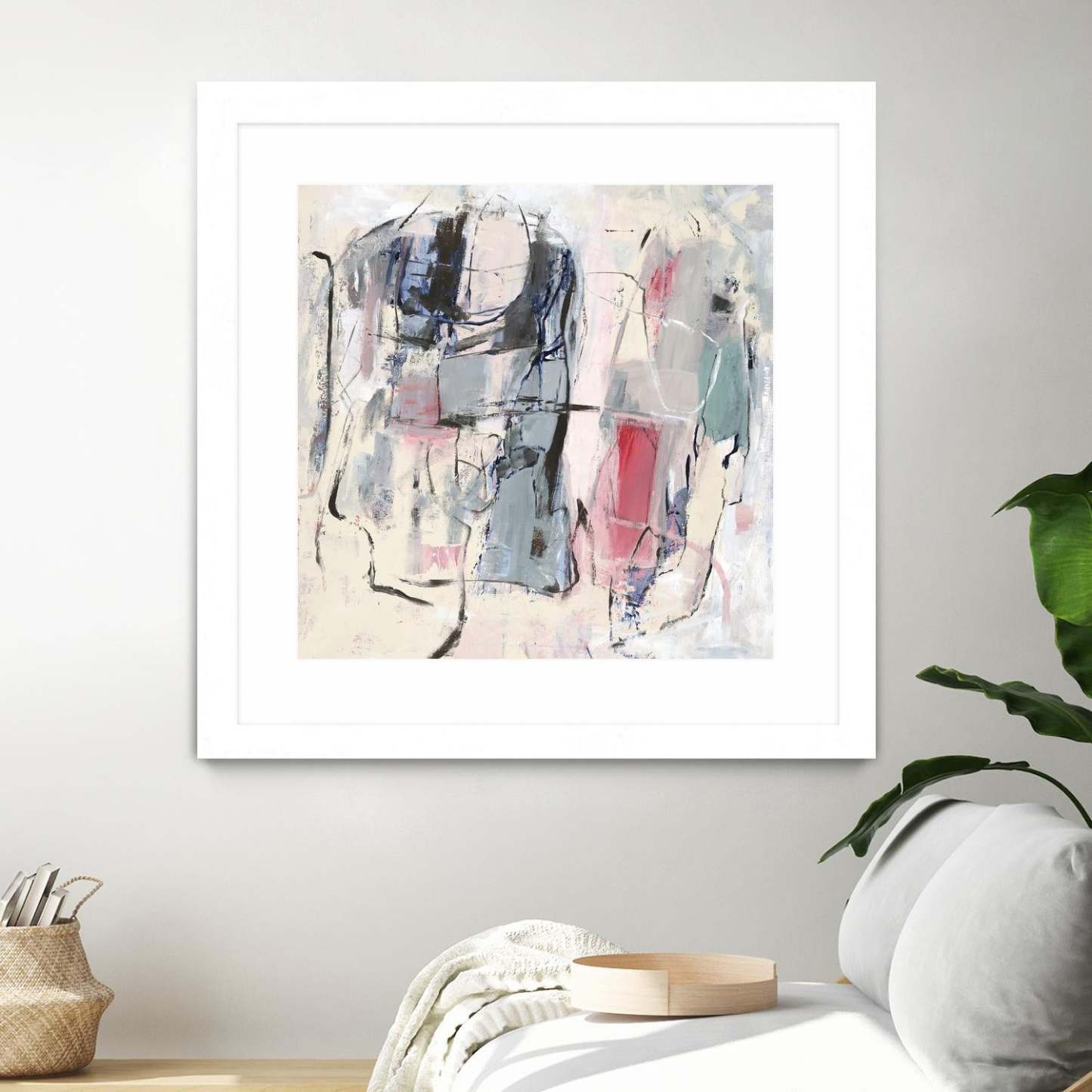 Moniteur de palpitations Matted and Framed White 36x36 Wall Art|Œuvre d'art murale encadrée blanche et mate « Moniteur de palpitations » 36 x 36