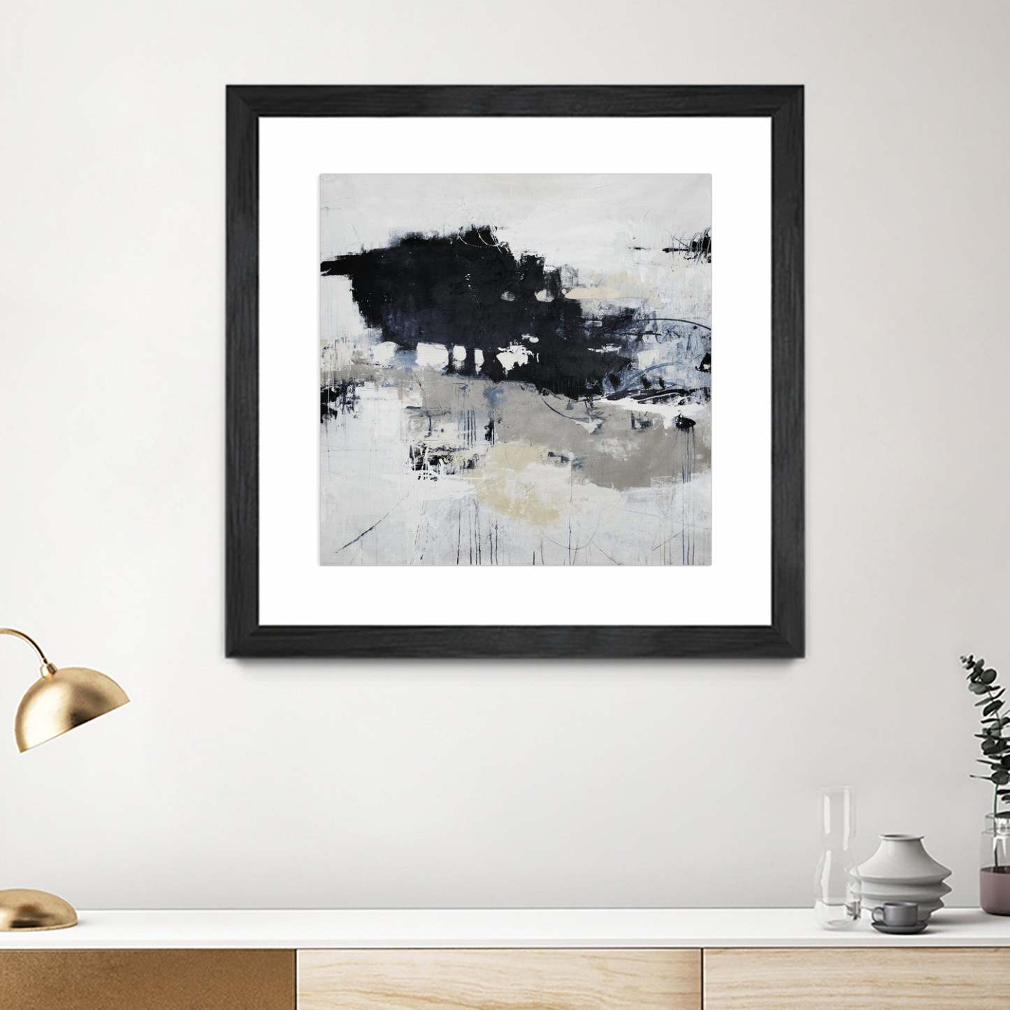 Œuvre d’art murale encadrée noire et mate « Big Bonanza » 30 x 30