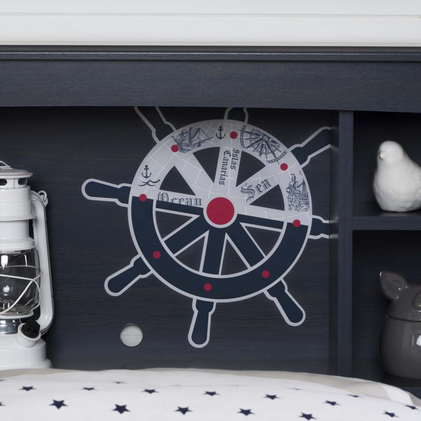 Tête de lit bibliothèque simple Aviron - Bleuet | Aviron Tête de lit bibliothèque Simple - Bleu | D83G45LY