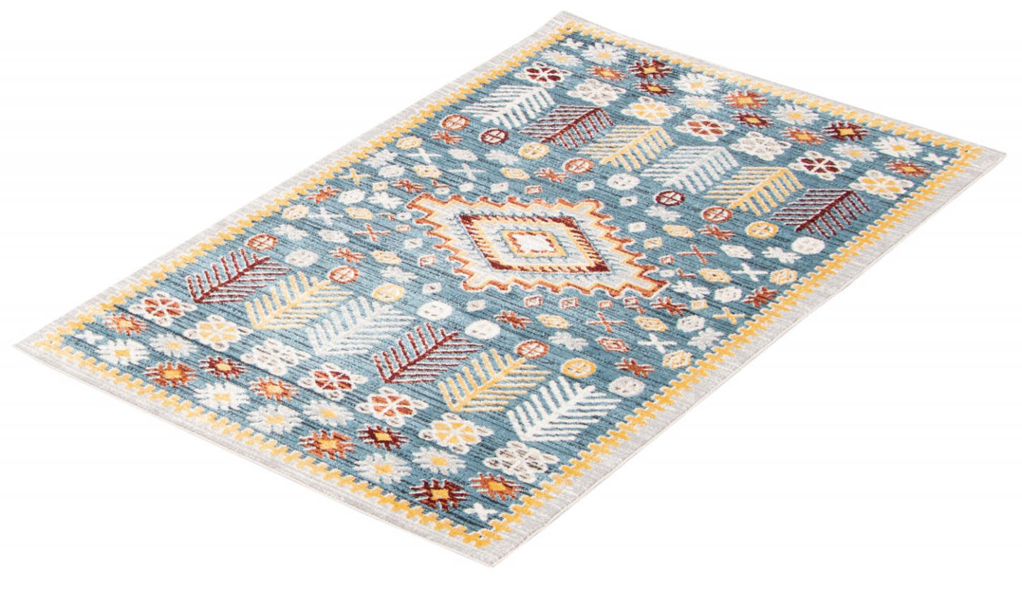 Tapis bleu gypsy lavable en machine - 3'0 x 5'0|Carpette Gypsy bleue lavable à la machine - 3 pi 0 po x 5 pi 0 po|D86FL9JP
