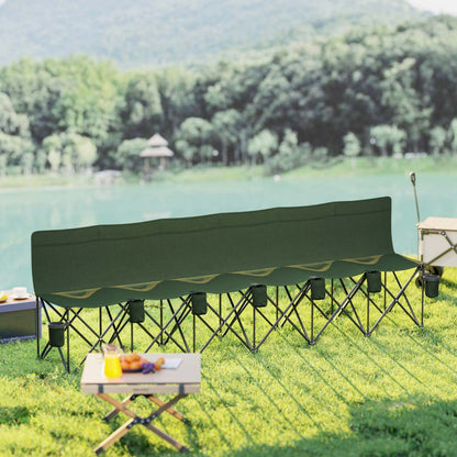 Chaise de camping pliante 6 places Outsunny avec porte-gobelet pour le camping, vert foncé