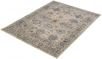 Tapis Bolivar Yalameh bleu-ivoire - 5'3 x 7'6|Carpette Bolivar Yalameh bleu-ivoire - 5 pi 3 pox 7 pi 6 po| D28T7YWW